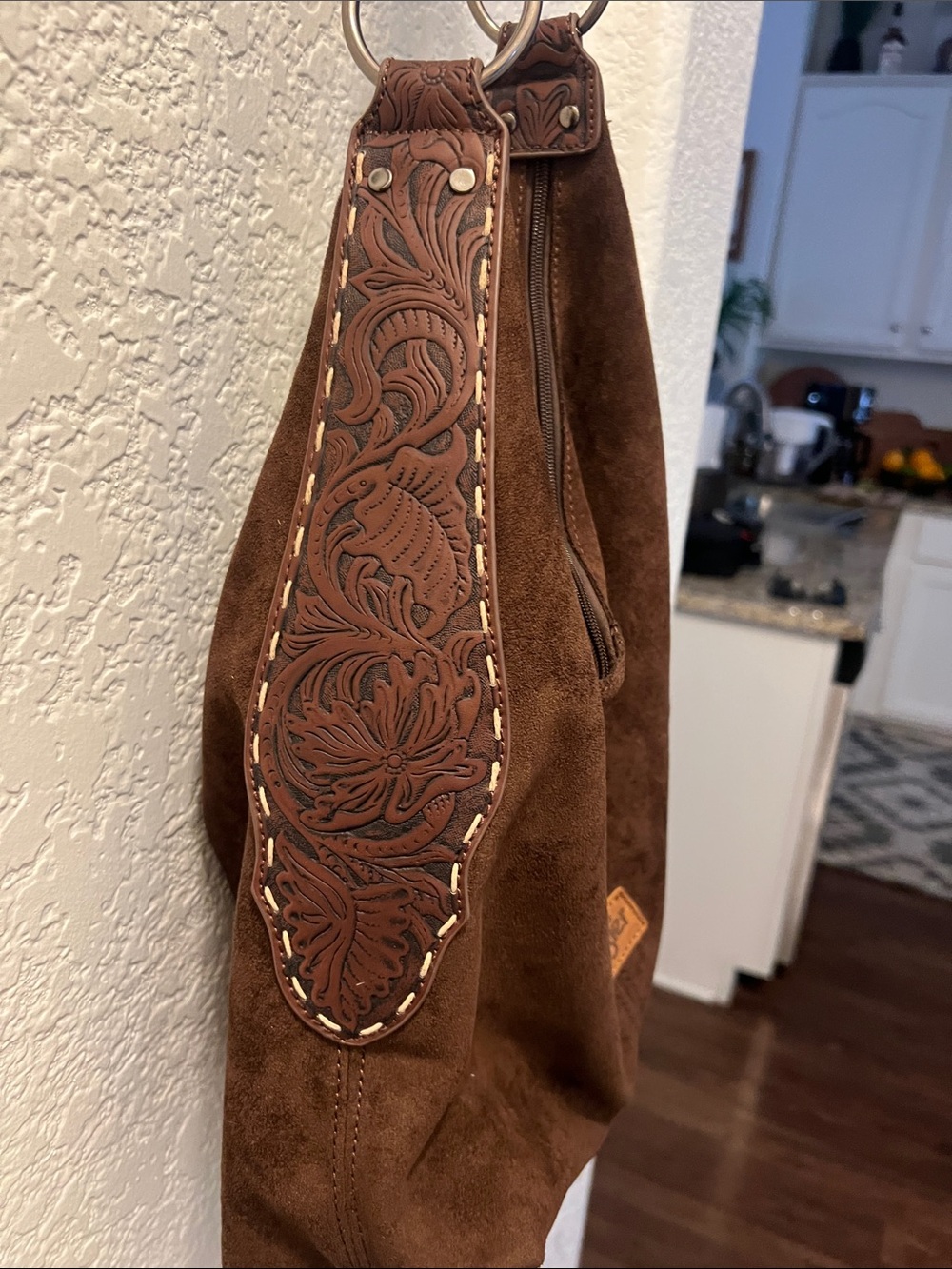 Wrangler Brown Suede Hobo with Tooled Leather Strap - Picture 5 of 14